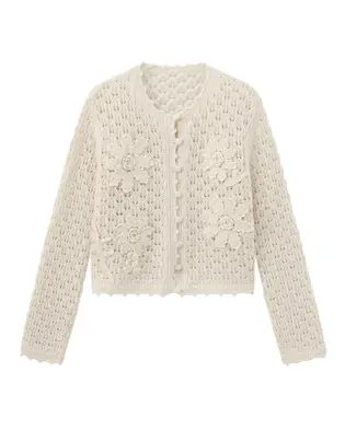 Crochet Knitted Cashmere Cardigan