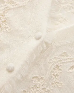 Floral Embroidery V Neck Cashmere Cardigan